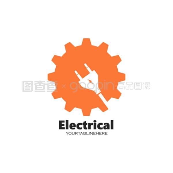电气服务和安装标志图标矢量
